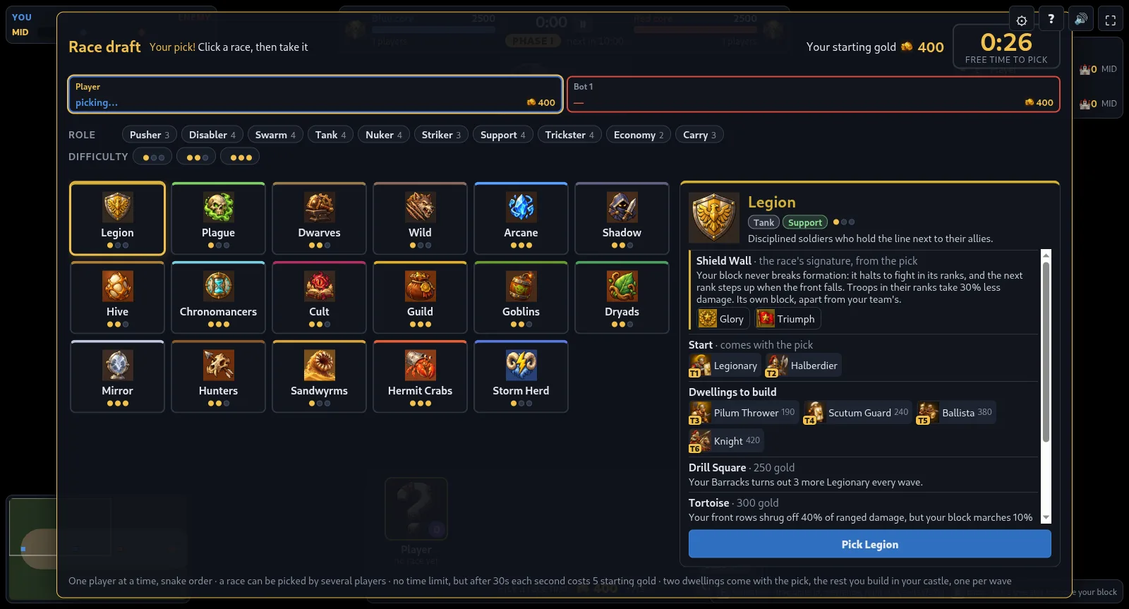 The race draft: every faction with its role and difficulty